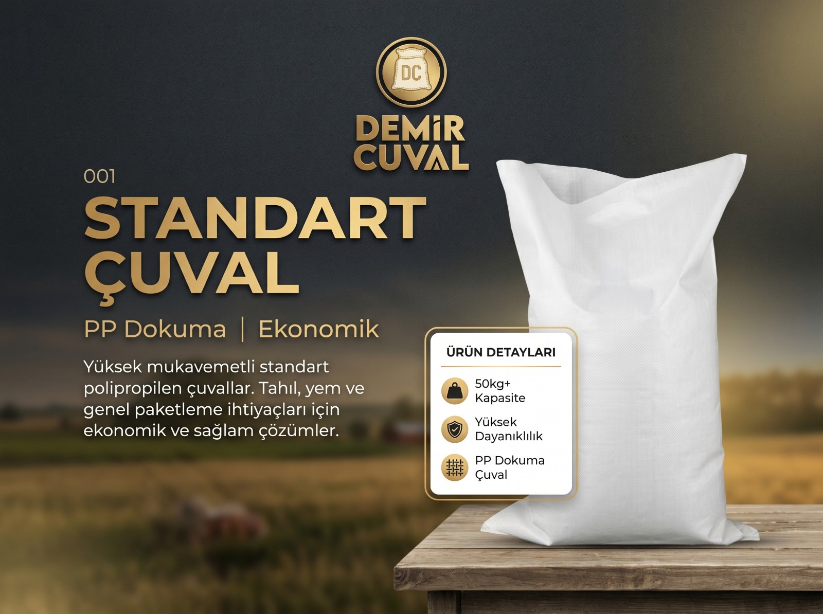 Standart polipropilen dokuma çuvallar ve ambalaj stokları